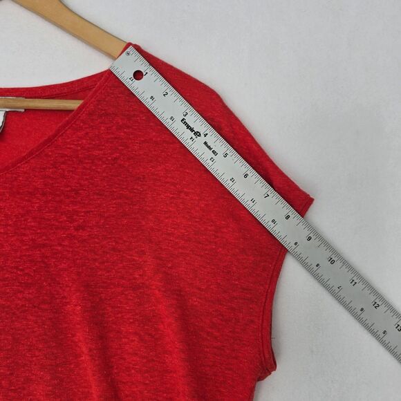 White House Black Market Women’s XXS Coral Orange Linen Blend Cap Sleeve Tee - Picture 8 of 8